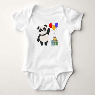 Süßer Panda-Geburtstags-Baby-Stoff mit Ballons & G Baby Strampler