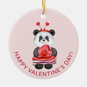 Süßer Panda-Gnom Frohe Valentinstag Keramik Ornament