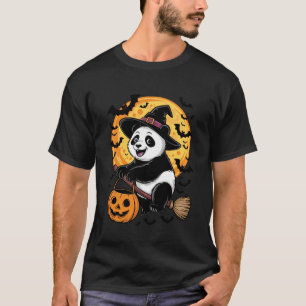 Süßer Panda Halloween Hexenhut Jack-o-Lantern Süßi T-Shirt