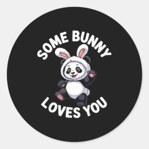 Süßer Panda Hase Ostern Some Bunny Liebt Dich  Runder Aufkleber