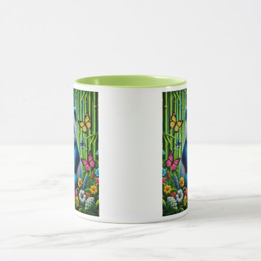 Süßer Panda in einem Bambusgarten. Tasse (Zentrum)