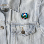Süßer Panda in Weihnachtspullover trägt Santa-Hut Button (Beispiel)