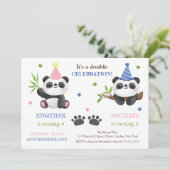Süßer Panda-Junge und Mädchen gemeinsamer Geburtst Einladung (Stehend Vorderseite)