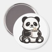 Süßer Panda-Kaffee – Kawaii-Panda hält Kaffee Magnet (Vorderseite/Rückseite)