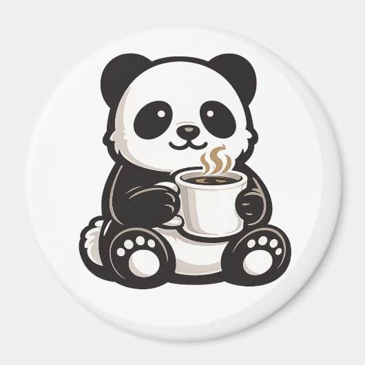 Süßer Panda-Kaffee – Kawaii-Panda hält Kaffee Magnet (Vorne)