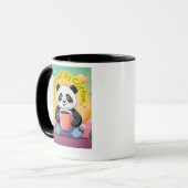 Süßer Panda-Kaffeebecher – „Powered by Coffee“  Tasse (Vorderseite Links)