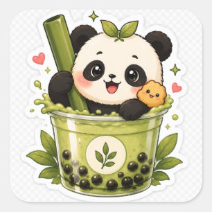 Süßer Panda Matcha Bubble Tea Aufkleber Kawaii A