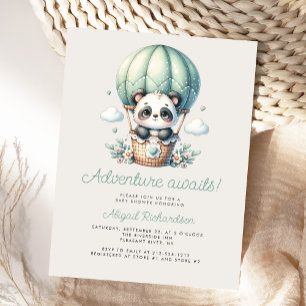 Süßer Panda Mintgrüner Heißluftballon Baby Shower Postkarte