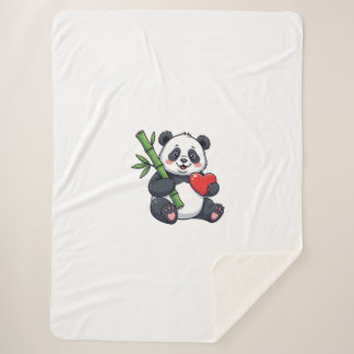 Süßer Panda mit Bambus - gemütliche Naturillustrat Sherpadecke