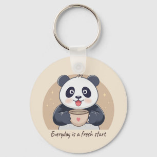 Süßer Panda mit Kaffee Schlüsselanhänger