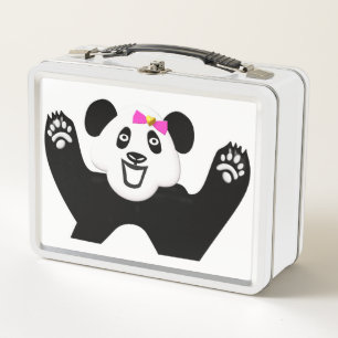 Süßer Panda mit rosa Schleife Metall Brotdose