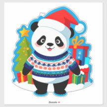 Süßer Panda mit Weihnachtsmannmütze und Weihnachts