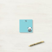 Süßer Panda-Monogramm-Bubble-Gum-Blau Post-it Klebezettel (Auf Schreibtisch)