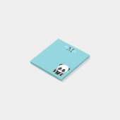 Süßer Panda-Monogramm-Bubble-Gum-Blau Post-it Klebezettel (angewinkelt)