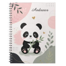 Süßer Panda Name Pink Sage Bambus Notizbuch