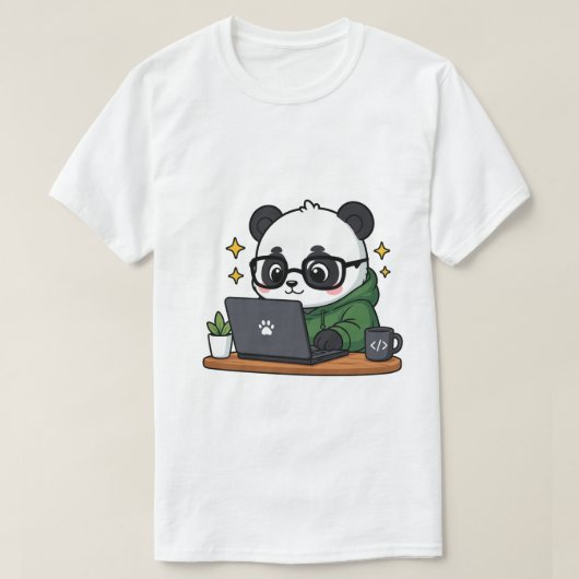 Süßer Panda-Programmierer Coding Laptop | Kawaii C T-Shirt (Design vorne)