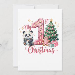 Süßer Panda Rosa Mein erstes Weihnachten Geburtsta Einladung