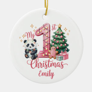 Süßer Panda Rosa Mein erstes Weihnachten Personali Keramik Ornament
