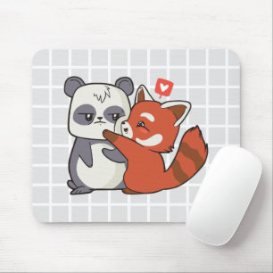 Süßer Panda & Roter Panda Love Grid Mauspad