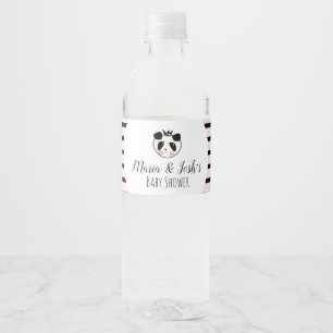 Süßer Panda Schwarz Weiß Rosa Baby Shower Geburtst Wasserflaschenetikett