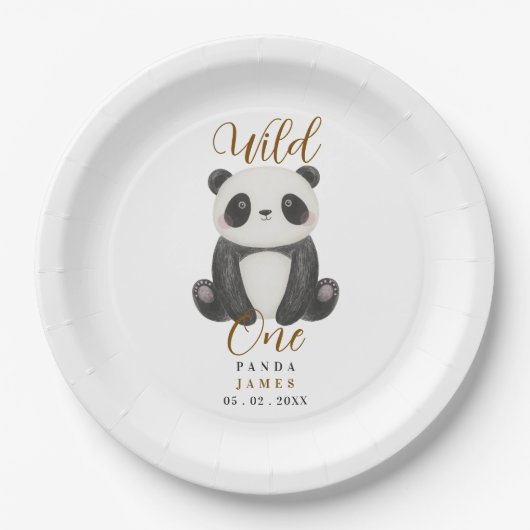 süßer Panda wild erste Geburtstag Pappteller (Vorderseite)