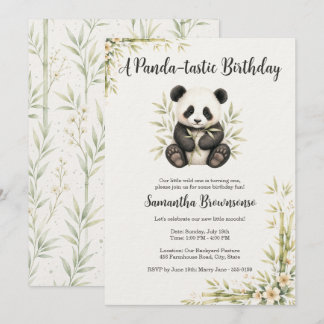 Süßer Panda zum ersten Geburtstag Einladung