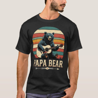 Süßer Papa Bär Vintage Vatertag Gitarre T-Shirt