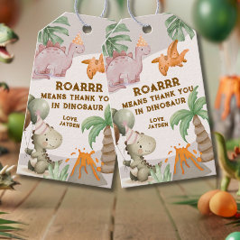 Süßer Pastell-Dinosaurier Danke Geschenkanhänger