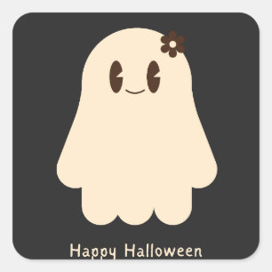 Süßer Pastell-Geist Frohes Halloween Quadratischer Aufkleber
