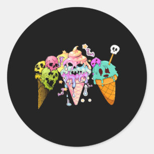 Süßer Pastell-Goth-Eis-Schädel Runder Aufkleber