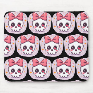 Süßer Pastell-Goth-Schädel mit Schleife Mousepad