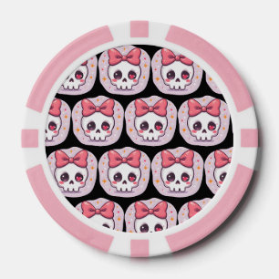 Süßer Pastell-Goth-Schädel mit Schleife Pokerchips