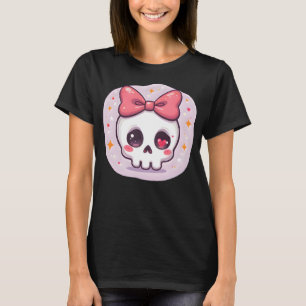 Süßer Pastell-Goth-Schädel mit Schleife T-Shirt