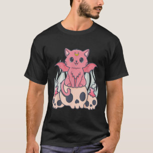 Süßer Pastell-Goth unheimlicher Dämon Katzen und T T-Shirt
