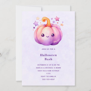 Süßer Pastell-Kürbis Halloween Einladung