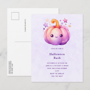 Süßer Pastell-Kürbis Halloween Einladungspostkarte