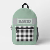 Süßer Pastell-Monogramm-Patch mit Büffelkaromuster Bedruckter Rucksack (Vorderseite)