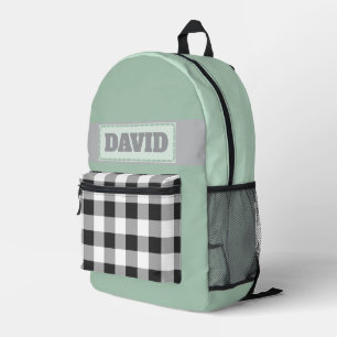 Süßer Pastell-Monogramm-Patch mit Büffelkaromuster Bedruckter Rucksack