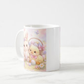 Süßer Pastell-Osterhase und Ente Kaffeetasse (Vorderseite Links)