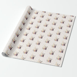 Süßer Pastell-Panda-Baby 1. Geburtstag Geschenkpapier