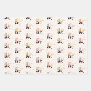 Süßer Pastell-Panda-Baby 1. Geburtstag Geschenkpapier Set