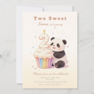Süßer Pastell-Panda-Baby 2. Geburtstag Einladung