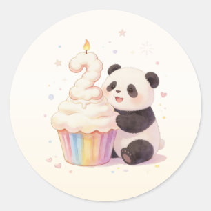 Süßer Pastell-Panda-Baby 2. Geburtstag Runder Aufkleber