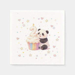 Süßer Pastell-Panda-Baby 2. Geburtstag Serviette