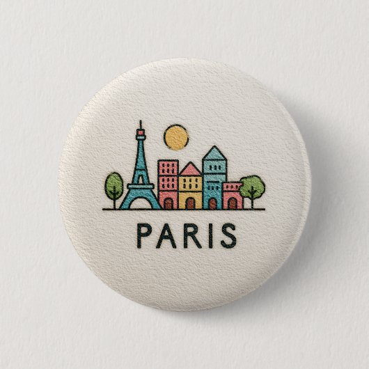 Süßer Pastell-Paris-Button Button (Vorderseite)