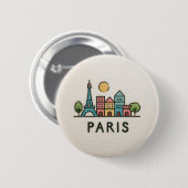 Süßer Pastell-Paris-Button Button (Vorne & Hinten)