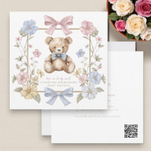 Süßer pastellfarbener floraler Teddybär Baby Showe