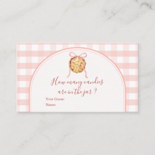 Süßer Pastellrosa Gingham-Schätzspiel für Bonbons Begleitkarte
