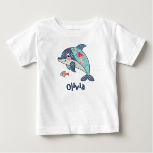 Süßer Patchwork-Delfin Baby T-shirt