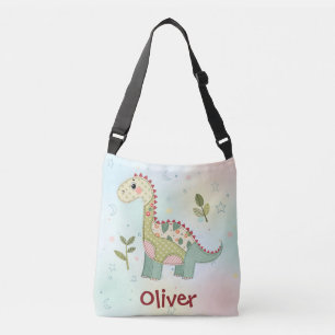 Süßer Patchwork-Dinosaurier Tragetaschen Mit Langen Trägern